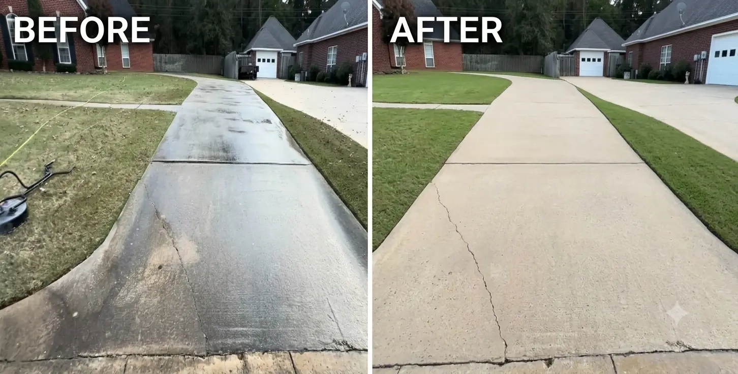 Before and after driveway pressure washing results in Jacksonville, FL